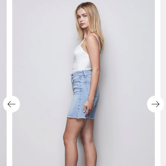 NEW Good American A Line Denim Frayed Shorts - Picture 4 of 10